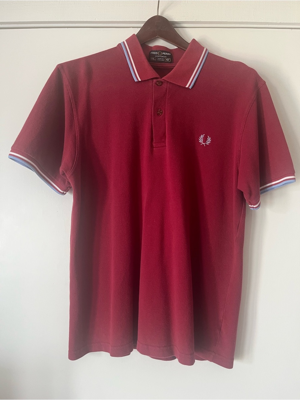 Fred Perry Men's Burgundy Polo with Twin Tipping